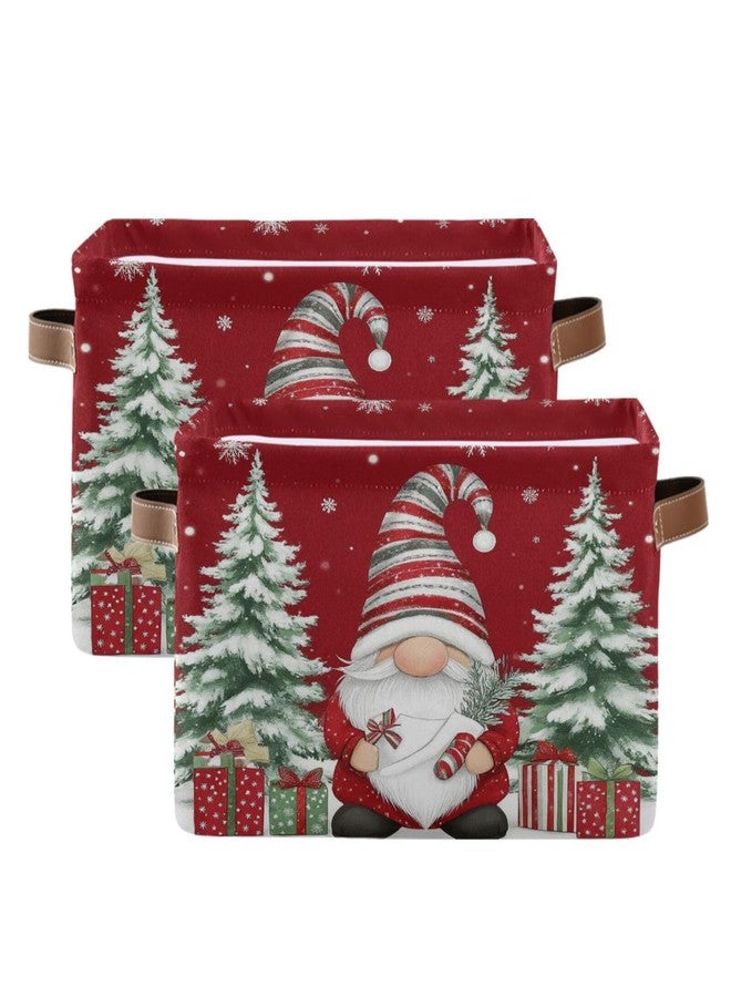 Pfrewn Christmas Winter Storage Basket Gnome with Gifts Tree Red Collapsible Rectangular Storage Boxes Organizer Shelf Basket Toy Book Storage Bin for Nursery 1 Pack - Image 2